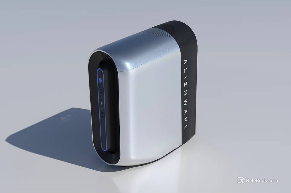 Alpha Pro Silver Black Mini PC Featuring Modern Sleek Design And Blue Indicator Light 3d model 