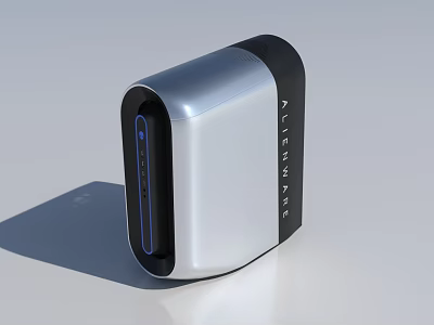 Alpha Pro Silver Black Mini PC Featuring Modern Sleek Design And Blue Indicator Light 3d model