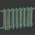 Rusted Old Cast Iron Radiator With Vertical Sections And Classic Design 3d model