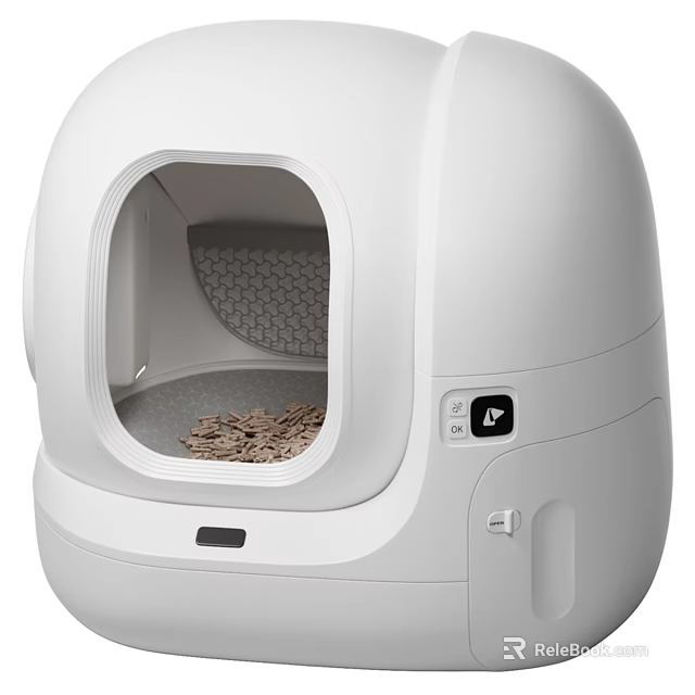 White Enclosed Automatic Cat Litter Box As Daily Electrical Appliance With Smart Control Panel 3d model 