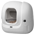 White Enclosed Automatic Cat Litter Box As Daily Electrical Appliance With Smart Control Panel