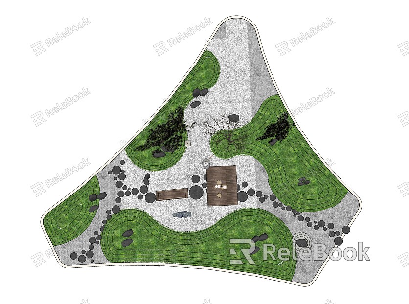 Modern Bird's Eye View Dry Landscape Courtyard Landscape model