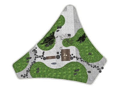 Modern Bird's Eye View Dry Landscape Courtyard Landscape 3d model