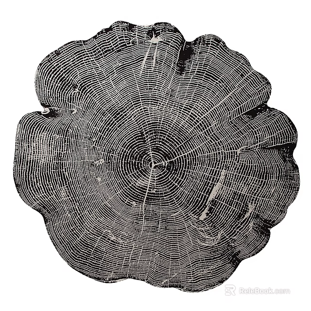 Natural Wooden Wall Decor Featuring Tree Stump Cross Section With Growth Rings 3d model 
