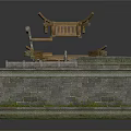 Traditional Chinese Architecture Models With Wooden Archway And Gray Tile Roofs