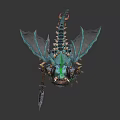 Green Winged Armored Creature As Fantasy Battle Character With Spiked Armor And Giant Battle Weapon