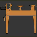 Orange Wood Lathe with Bench Control Panel and Chuck for Woodworking Projects