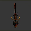 Fierce Wolf Shaped Creature With Red And Orange Flame Accents Spiked Back And Flame Tail
