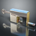 Modern Metallic Door Handle With Key Lock And Shiny Reflective Surface 3d model