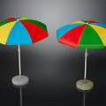 Colorful Outdoor Umbrella Furniture With Red Yellow Blue Green Canopy And Round Stable Base
