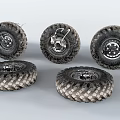 Off Road Tire Featuring Worn Tread And New Wheel Hub Mechanical Parts