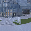 Modern Glass Curtain Wall Building With TSVZH 3D Letter Sign On Lawn At Entrance Plaza