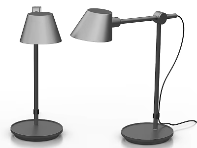 Two Modern Desk Lamps With Adjustable Arm And Grey Finish Design For Home 3d model