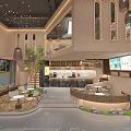 Milk Tea Shop Interior Design With Open Space Hanging Chandeliers Green Plants And Seating Area