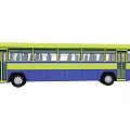 Green And Blue Classic Bus Exterior With Front Windows And Headlights