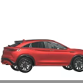 Red Sporty SUV Exterior Design with Sleek Body Black Rims and Aerodynamic Shape