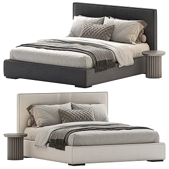 Meridiani modern fabric double bed 3d model