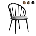 Modern Dining Chairs With Curved Backrest And Upholstered Seat In Natural Wood And Black