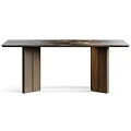 Modern Minimalist Dining Table With Smooth Marble Top And Wooden Legs Design