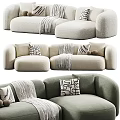 Cozy Modern Style Sofas With Decorative Pillows And Warm Blankets In Different Colors 3d model