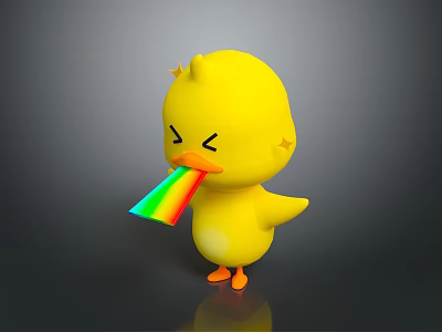 Cute Yellow Chick Doll With Rainbow Accessory As Daily Living Decoration Item 3d model