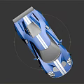 Modern Blue Sports Car With White Stripes Sleek Body Black Wheels And Rear Spoiler