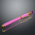 Stylish Pink Writing Pen With Gold Decorations And Purple Gemstone Top