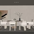 Modern Restaurant Interior Design With Open Dining Table Chairs Artwork And Greenery 3d model
