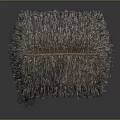 Log Cabin With Thatch Roof Log Walls Small Window Open Door Grass And Wooden Stool