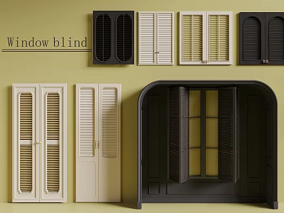 Various Styles of Window Blinds in Different Colors for Home Interior Design 3d model