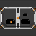 Modern Tech Component With Gray Main Body Top Orange Openings And Middle White Stripe