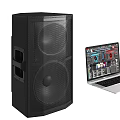 Professional Headphones And Speakers With DJ Mixing Gear Laptop Audio Setup