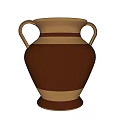 Ceramic Vase With Two Handles Brown And Beige Stripes Classic Design Round Base