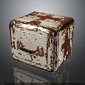 Vintage First Aid Box Design With Rusted White Surface Red Cross Symbol And Metal Handle