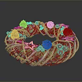 Natural Plant Woven Vine Wreath Decorated With Pine Cones Red Berries And Gold Stars