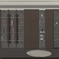 Modern Luxury Wooden Bookcase With Glass Doors LED Lighting And Decorative Marble Accents
