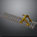 Industrial Railway Track Switch Equipment With Yellow Mechanism And Metal Rails
