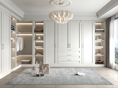 European Style Cloakroom Wardrobe Glass Cabinet Decorative Cabinet Locker 3d model