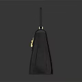 Elegant Black Suede Handbag With Golden Clasps And Structured Top Handle Design