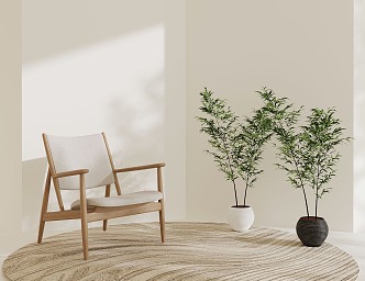 Modern Leisure Chair Single Chair Bamboo Carpet 3d model