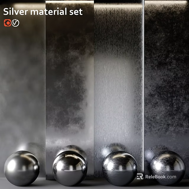 Metal Components Featuring Various Textured Surfaces and Polished Spherical Ends 3d model 