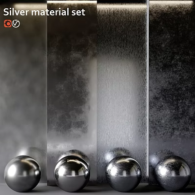 Metal Components Featuring Various Textured Surfaces and Polished Spherical Ends 3d model