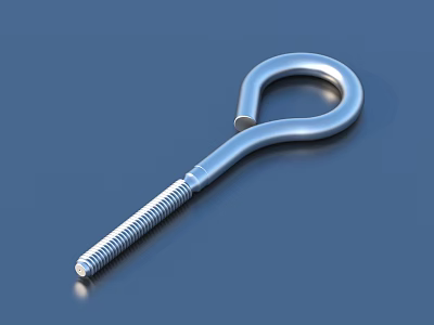 Shiny Metal U Bolt With Threaded Shank And Curved Hook Design 3d model
