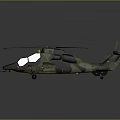 Detailed green military helicopter with main rotor tail rotor and transparent cockpit design