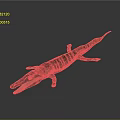 Crocodile 3D Model With Spotted Skin Open Mouth Lying On Dark Background