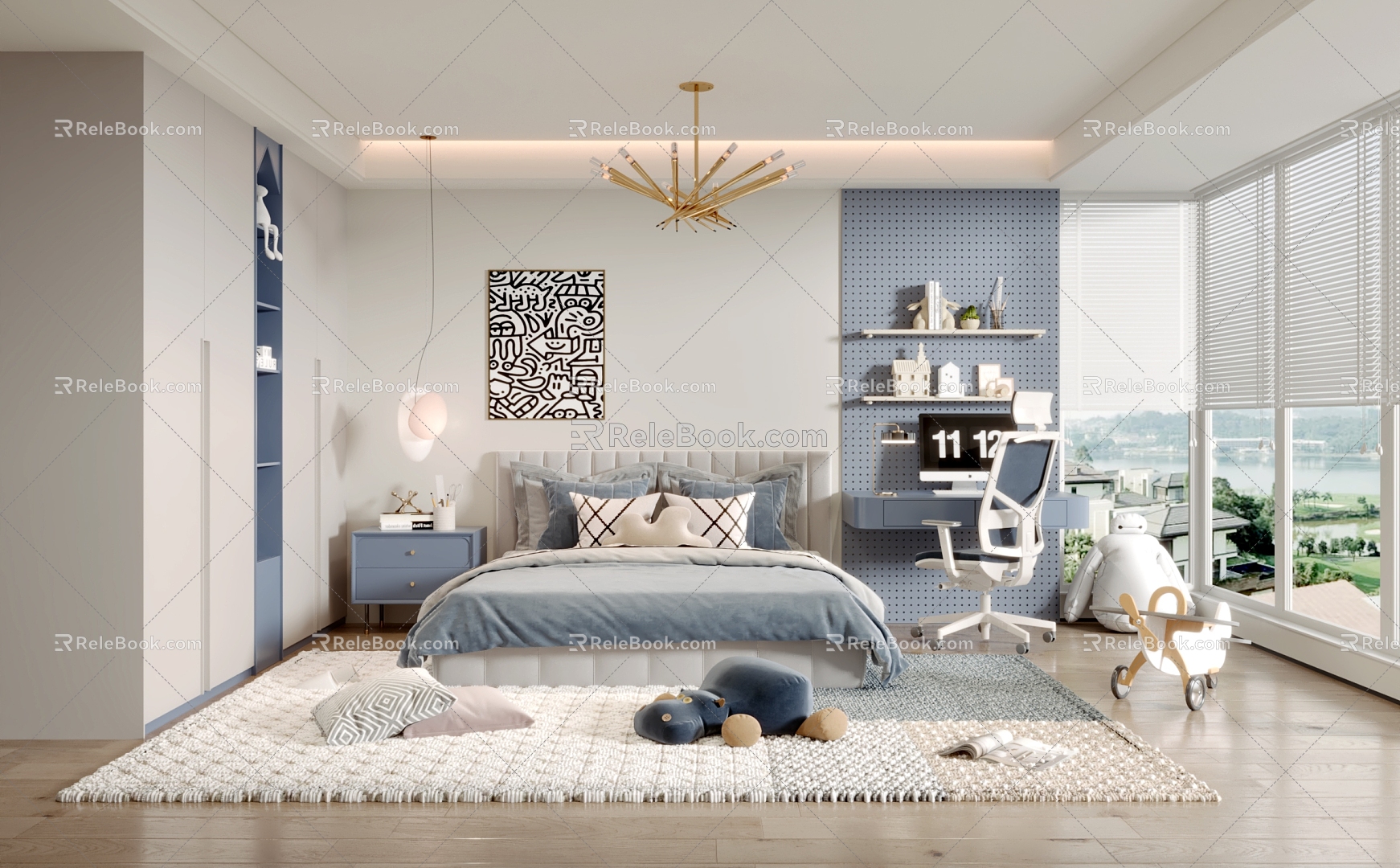 Modern Children's Room Boys Room 3d model