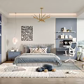 Modern Kids Bedroom Interior With Bed Chandelier And Playful Decor
