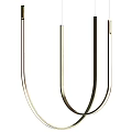 Modern Curved Metal Pendant Lights With Sleek Black And Gold Geometric Design