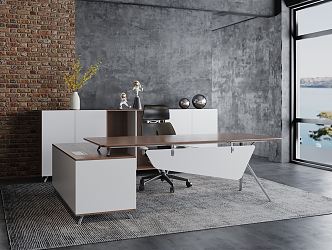 Modern office desk and chair class desk 3d model