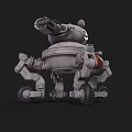 Futuristic Mechanical Weapon Platform With Turret Multiple Legs And Red Spherical Tank